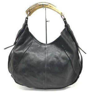 SAINT LAURENT Mombasa Hobo Shoulder Bag Leather Black